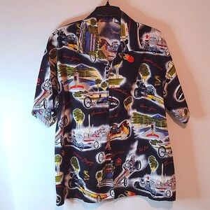 Matt Rider Drag Racing Button Down short sleeve shirt NWOT Size M